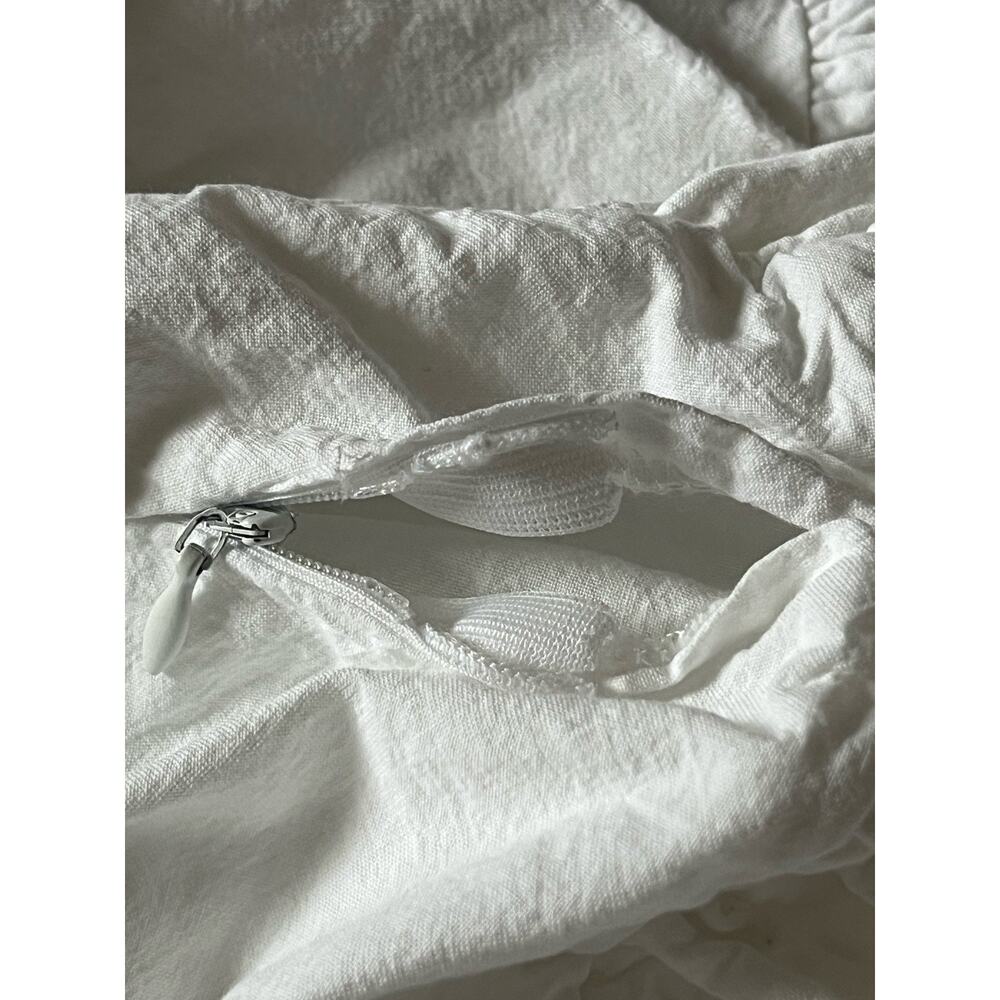 PiuBelle 2 Cotton Euro Shams Ruffled Fringe Edges White Shabby Chic - Picture 6 of 8